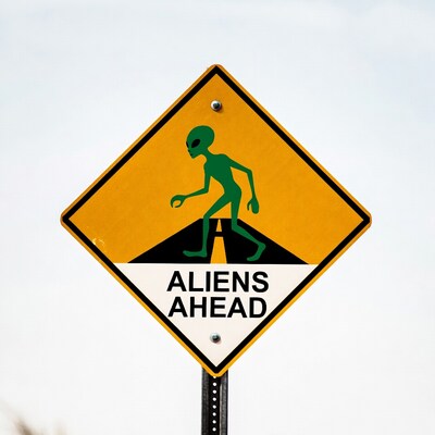 Aliens Ahead Warning Sign