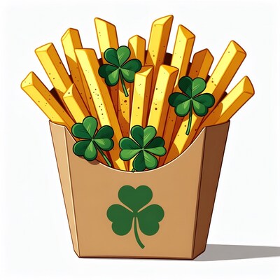 French Fries with Shamrocks in Carton