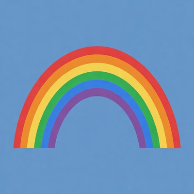 Colorful Rainbow on Blue Background