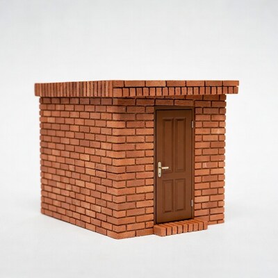 Miniature Brick Shed with Door