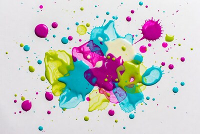 Colorful Paint Splashes on White Background