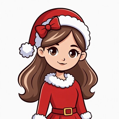Cute girl in Santa dress illustration