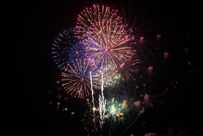 Colorful Fireworks Exploding at Night
