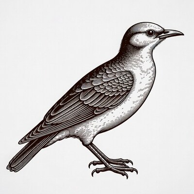 Engraved Northern Flicker Bird Illustration