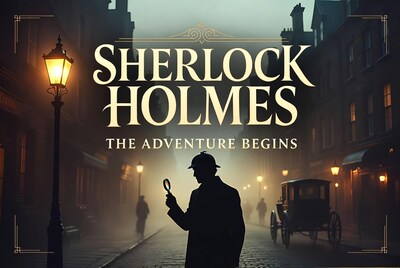 Sherlock Holmes Silhouette with Magnifying Glass