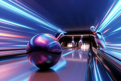 Bowling Ball Speeding Toward Pins