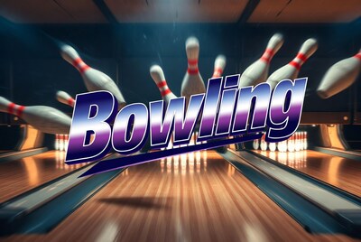 Bowling Pins and Text on Lane