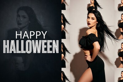 Woman in black dress Happy Halloween