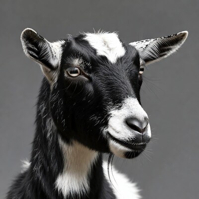 Black and white goat closeup