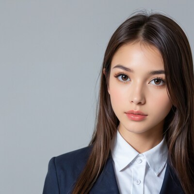 Asian woman in navy blazer