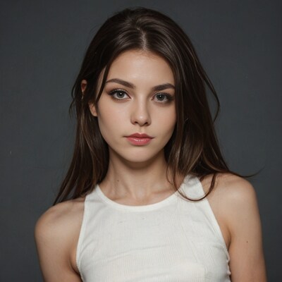 Young woman with long brown hair