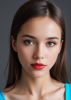 Beautiful woman with red lipstick
