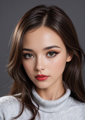 Asian woman with red lips