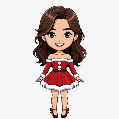 Chibi girl in Santa dress