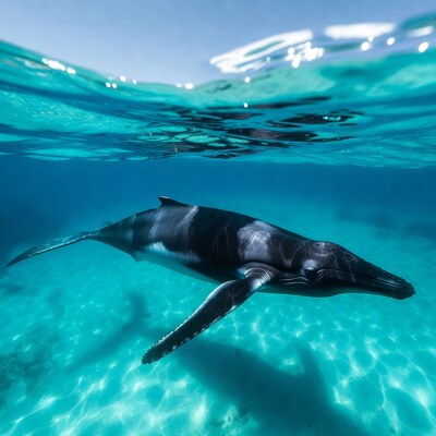 Humpback whale swimming underwater