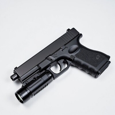 Black Glock Pistol with Weapon Light