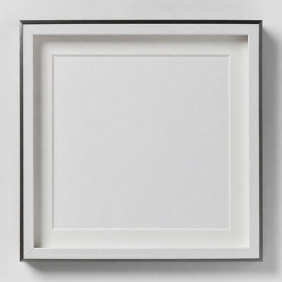 Empty White Mat in Black Frame