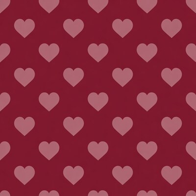 Pink Hearts on Red Background