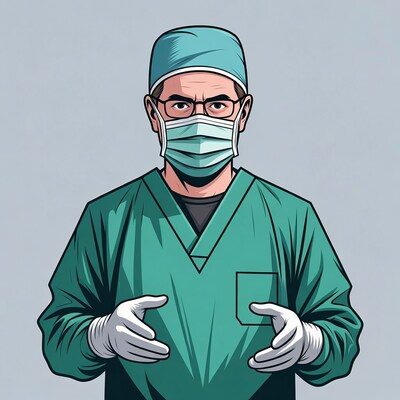 Male surgeon in surgical gear illustration