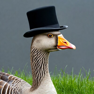 Goose wearing top hat