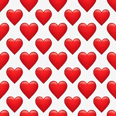 Red Hearts Pattern on White