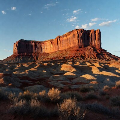 Towering Red Rock Mesa Sunset Landscape