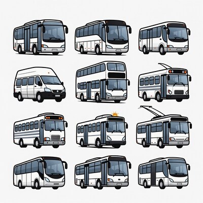 Bus and Van Vector Illustrations