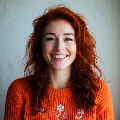 Smiling woman with red hair