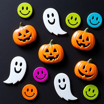 Halloween Smiley Faces Pumpkins Ghosts
