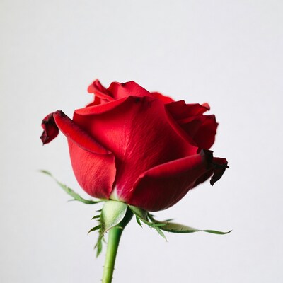 Red Rose on White Background