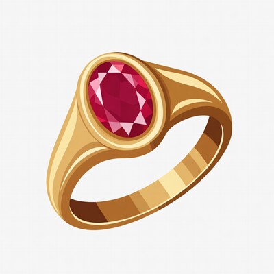 Gold Ruby Ring Illustration