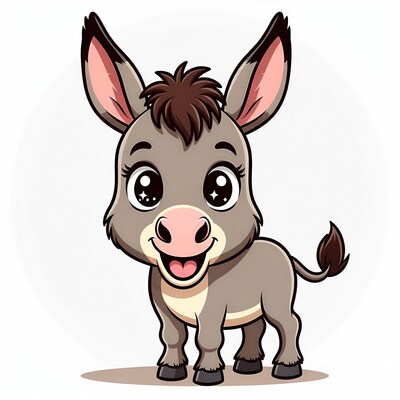 Cute cartoon baby donkey smiling