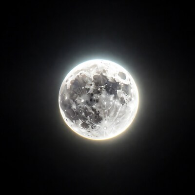 Full Moon on Black Background