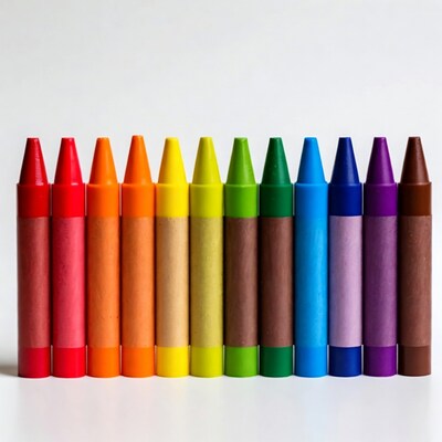 Rainbow Crayons on White Background