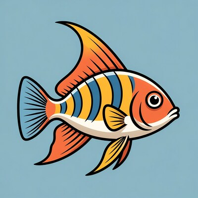 Colorful Cartoon Angelfish