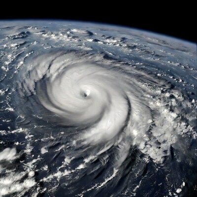 Massive hurricane over Earth from space