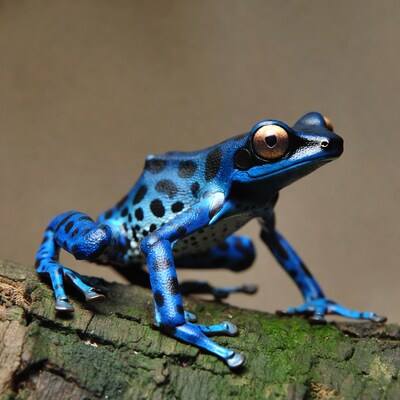Blue poison dart frog on branch