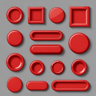 Red 3D Buttons Set