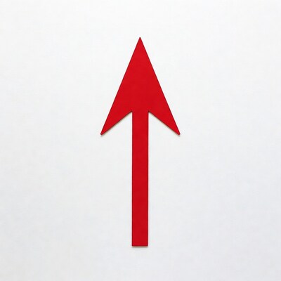 Red upward arrow on white