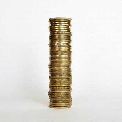 Tall stack of gold coins