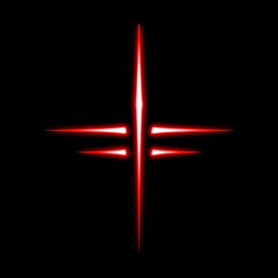 Glowing Red Cross on Black