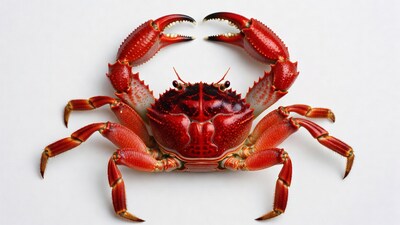 Red crab on white background