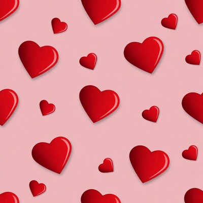 Red Hearts on Pink Background