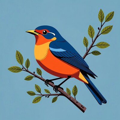 Colorful Baltimore Oriole on Branch