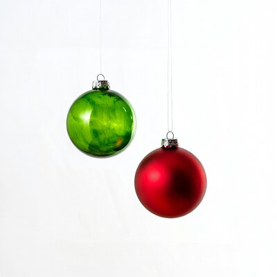 Green and Red Hanging Christmas Ornaments