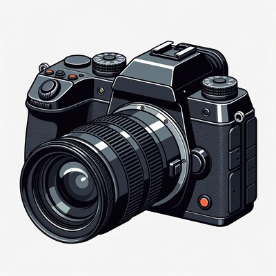 Black DSLR Camera Illustration