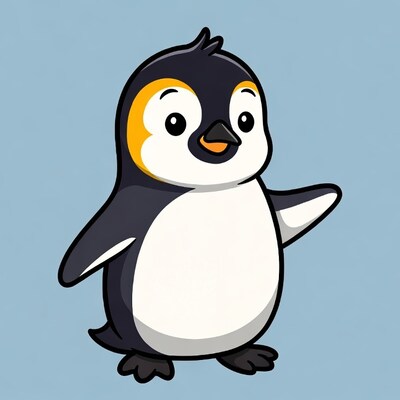 Cute cartoon penguin waving