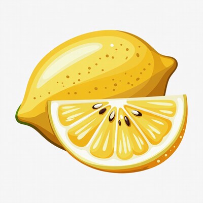 Whole and sliced lemon illustration