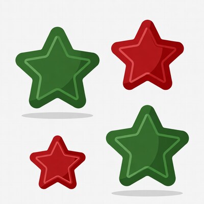 Green and Red Stars Illustration