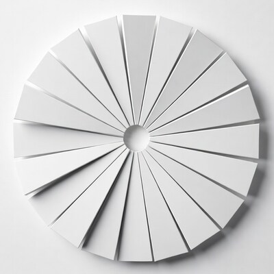 White 3D Radial Fan Shape